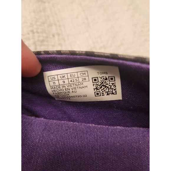 Toms Women's Black & Silver Gray Zebra-Print Flats Size 11 - Picture 7 of 8